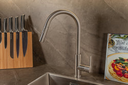Stainless steel kitchen tap Mizzo Trigo with Spray - Brush function