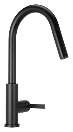 Black kitchen tap Mizzo Trigo with spray - brush function