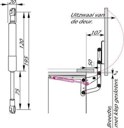 Kessebohmer gas spring pump 250N.Lift o mat