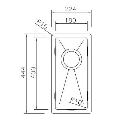 MIZZO Linea Edelstahlspüle 180-400 flächenbündig / Unterbau