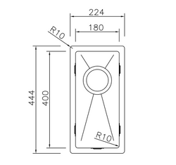 MIZZO Linea Edelstahlspüle 180-400 flächenbündig / Unterbau