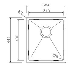 MIZZO Linea Edelstahlspüle 340-400 flächenbündig / Unterbau
