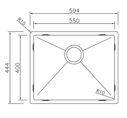 MIZZO Linea Edelstahlspüle 550-400 Flächenbündig / Unterbau