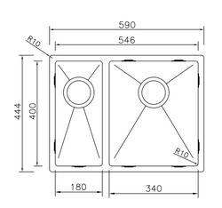 MIZZO Linea Edelstahlspüle 180-340 flächenbündig / Unterbau
