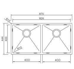 MIZZO Linea Edelstahl Spüle 800-400 flächenbündig / Unterbau