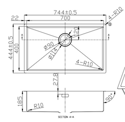 MIZZO Linea Edelstahlspüle 700-400 Unterbau / flächenbündig