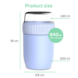 Coninx Thermos food container - Warming container food for at home and on the go - Thermos food box leak-proof - Thermos mug 840ml blue