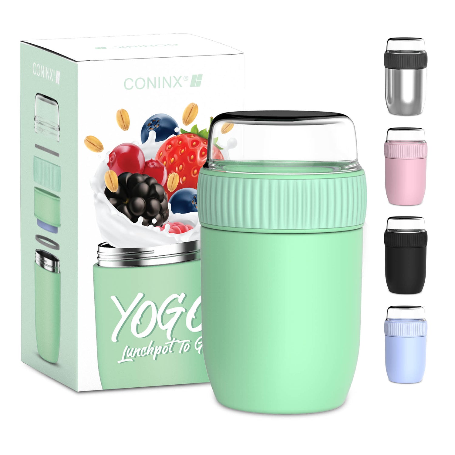 CONINX THERMOS Nahrungsmittelbehälter - Wärmebehälter Lebensmittel für zu Hause und unterwegs - Thermos Food Box Leak-Proof - Thermos-Tasse 840ml grün