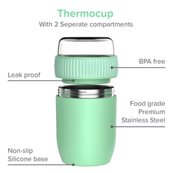 CONINX THERMOS Nahrungsmittelbehälter - Wärmebehälter Lebensmittel für zu Hause und unterwegs - Thermos Food Box Leak-Proof - Thermos-Tasse 840ml grün