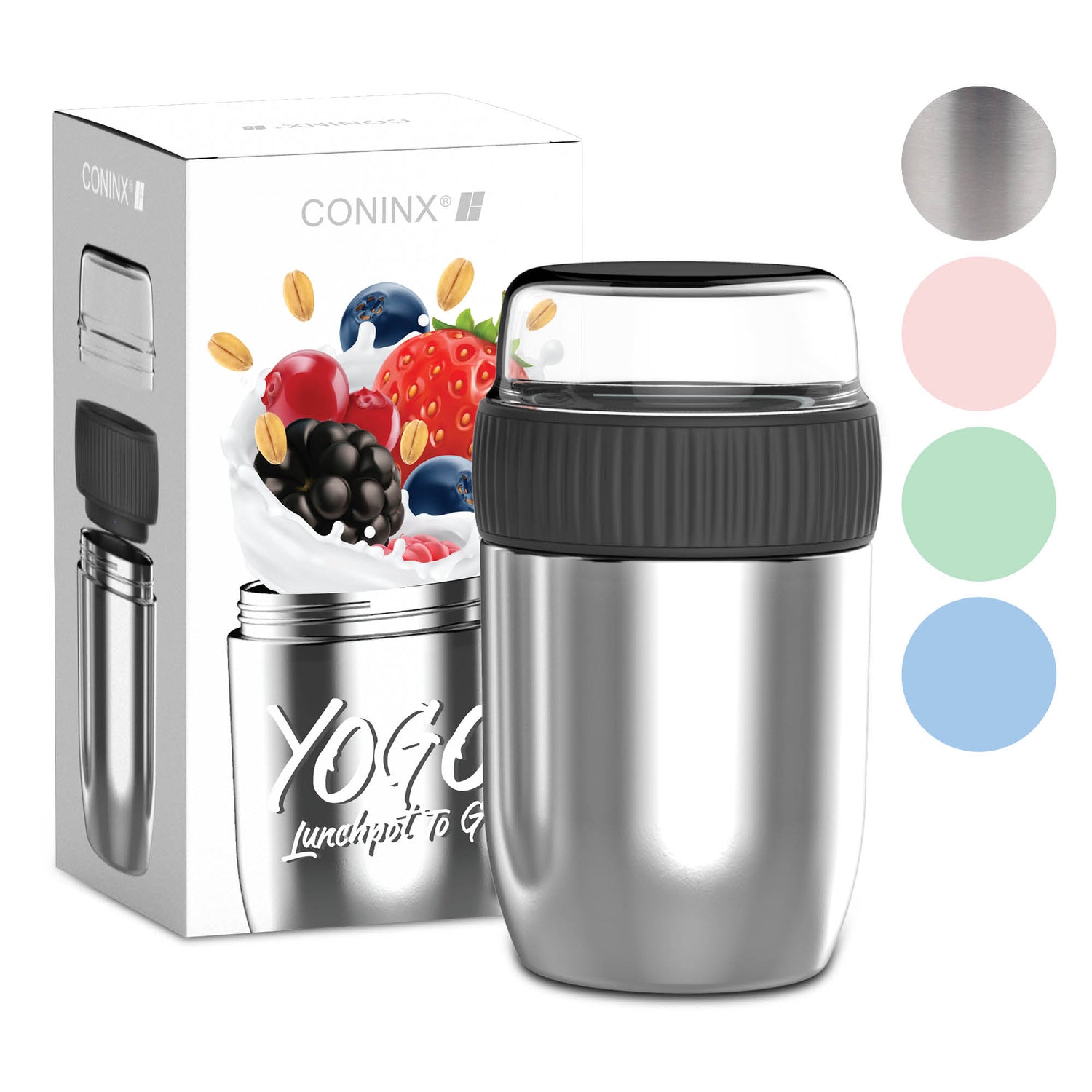 Coninx Thermos Food Container - Wärmebehälter Lebensmittel für zu Hause und unterwegs - Thermos Food Box Leak-Proof - Thermos-Tasse 840ml RVS