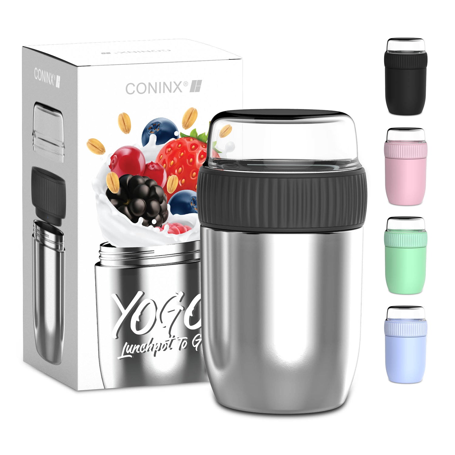 Coninx Thermos Food Container - Wärmebehälter Lebensmittel für zu Hause und unterwegs - Thermos Food Box Leak-Proof - Thermos-Tasse 840ml RVS