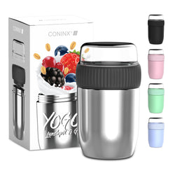 Coninx Thermos Food Container - Wärmebehälter Lebensmittel für zu Hause und unterwegs - Thermos Food Box Leak-Proof - Thermos-Tasse 840ml RVS