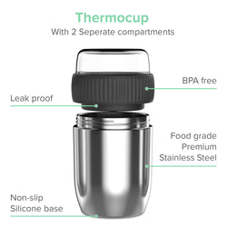 Coninx Thermos Food Container - Wärmebehälter Lebensmittel für zu Hause und unterwegs - Thermos Food Box Leak-Proof - Thermos-Tasse 840ml RVS