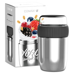 Coninx Thermos Food Container - Wärmebehälter Lebensmittel für zu Hause und unterwegs - Thermos Food Box Leak-Proof - Thermos-Tasse 840ml RVS