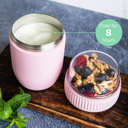 Coninx Thermos Food Container - Wärmebehälter Lebensmittel für zu Hause und unterwegs - Thermos Food Box Leak-Proof - Thermos-Tasse 840ml Rosa