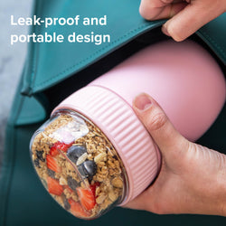 Coninx Thermos Food Container - Wärmebehälter Lebensmittel für zu Hause und unterwegs - Thermos Food Box Leak-Proof - Thermos-Tasse 840ml Rosa