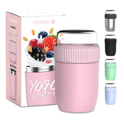 Coninx Thermos Food Container - Wärmebehälter Lebensmittel für zu Hause und unterwegs - Thermos Food Box Leak-Proof - Thermos-Tasse 840ml Rosa