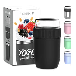 CONINX THERMOS Nahrungsmittelbehälter - Wärmebehälter Lebensmittel für zu Hause und unterwegs - Thermos Food Box Leak-Proof - Thermos-Tasse 840ml Schwarz