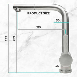 Mizzo Avori kitchen tap brushed steel