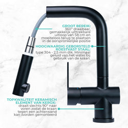 Black kitchen tap Mizzo Avori. Pull out spray