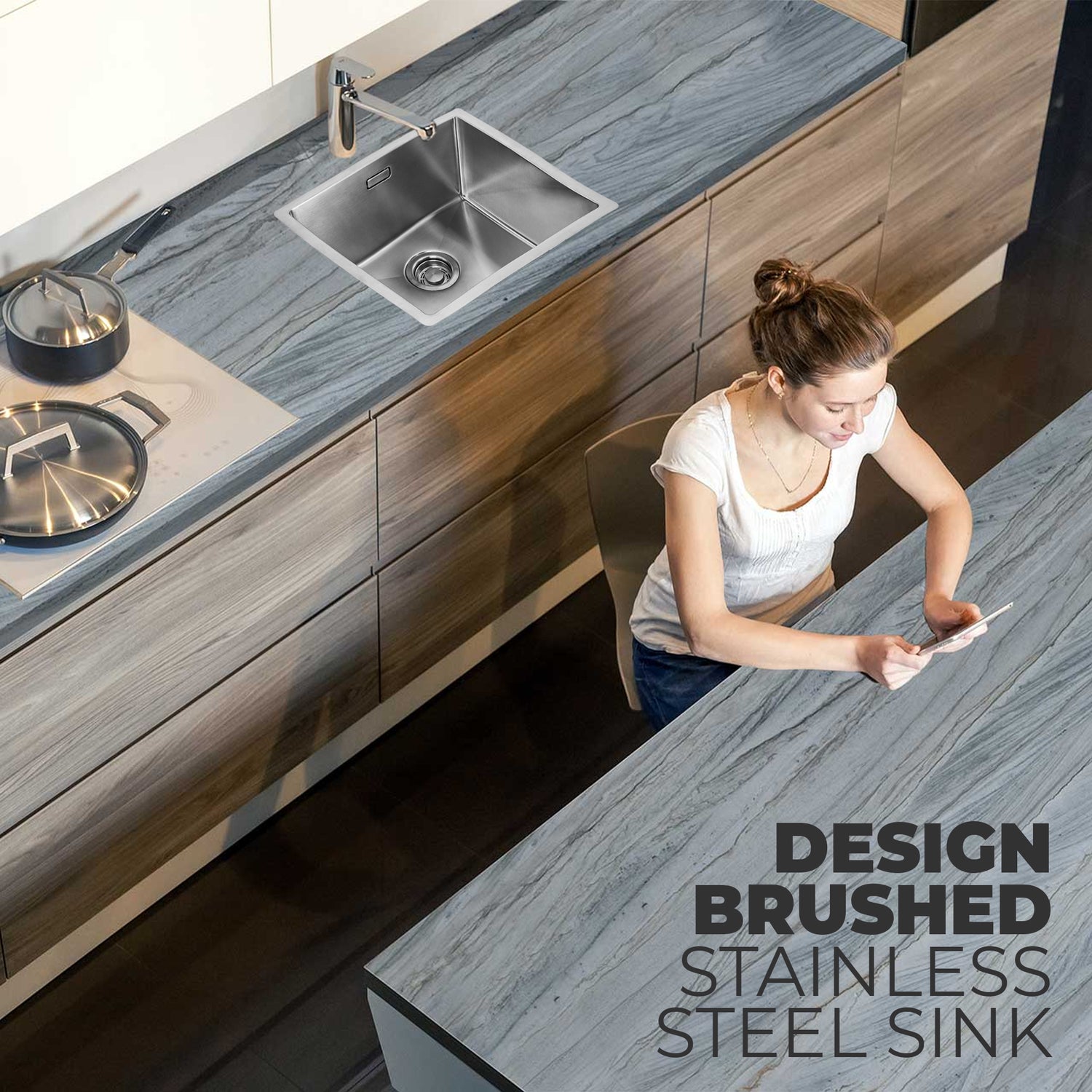 MIZZO Linea Edelstahl Spüle 400-400 Flächenbündig / Unterbau