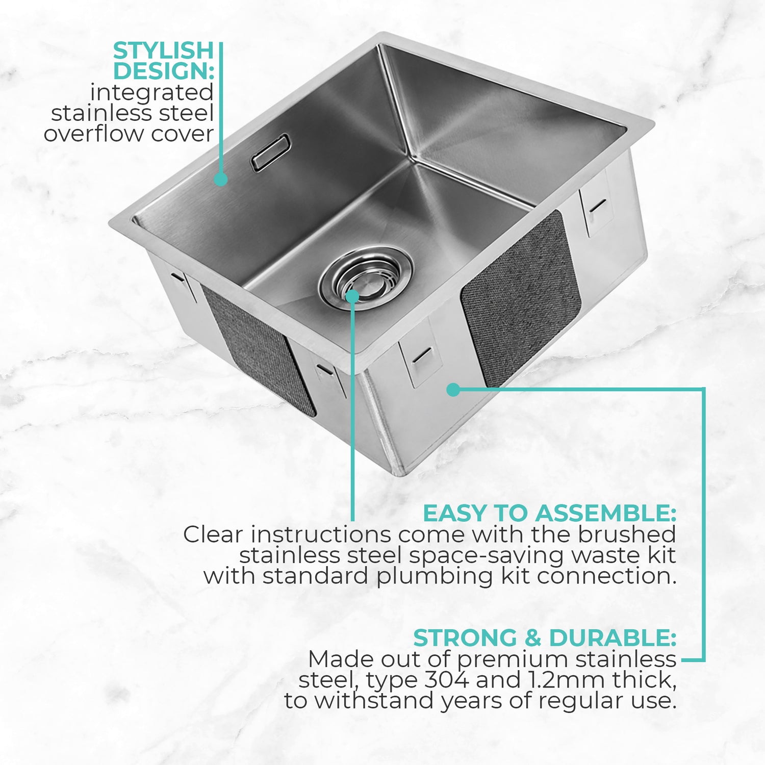 MIZZO Linea Edelstahl Spüle 400-400 Flächenbündig / Unterbau