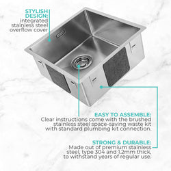 MIZZO Linea Edelstahl Spüle 400-400 Flächenbündig / Unterbau