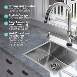 MIZZO Linea Edelstahl Spüle 400-400 Flächenbündig / Unterbau