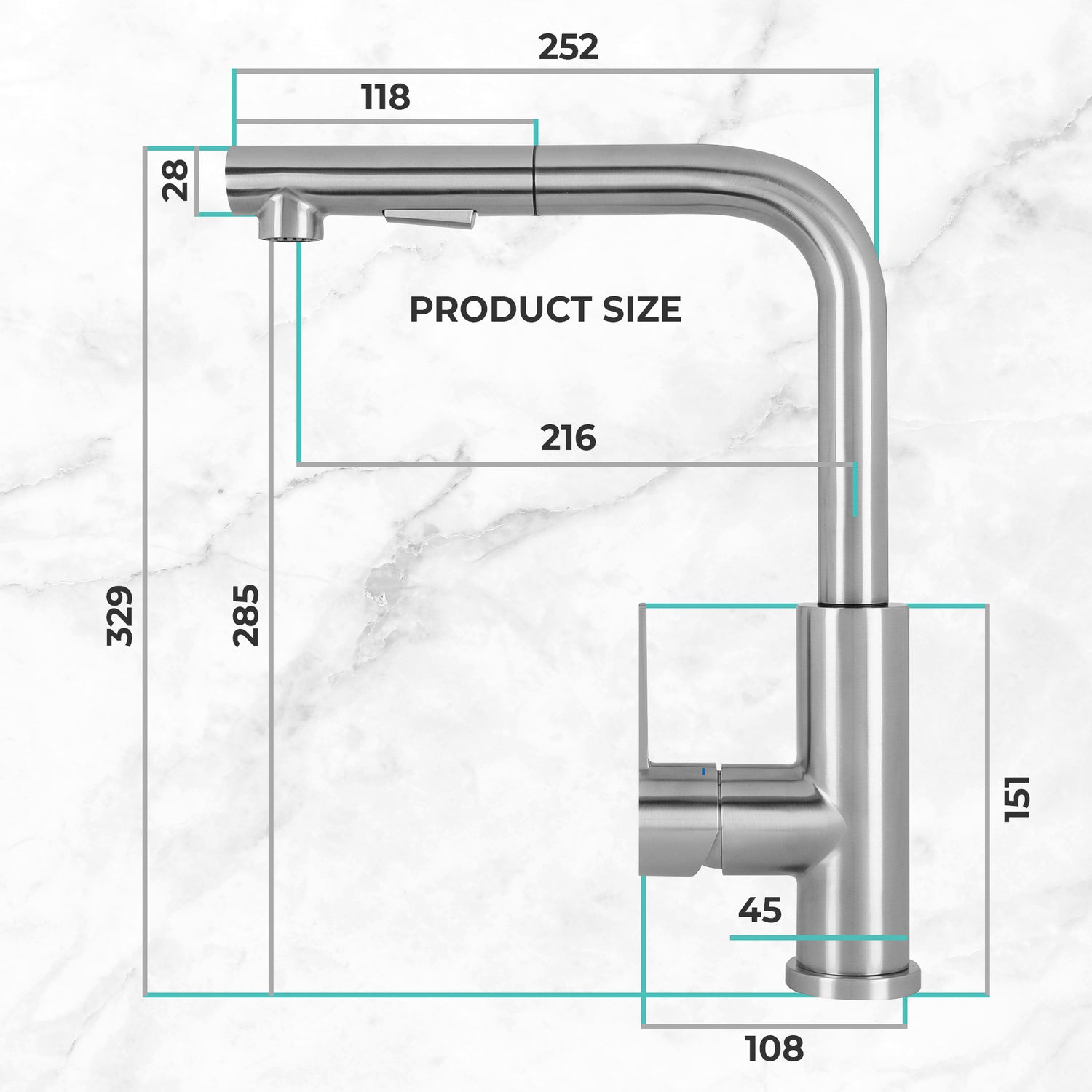 Stainless steel kitchen tap Mizzo Mauro with spray - brush function