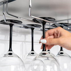 Coninx 2 Schienen Weinglas Halter-34,4 cm breit-Metall chrom