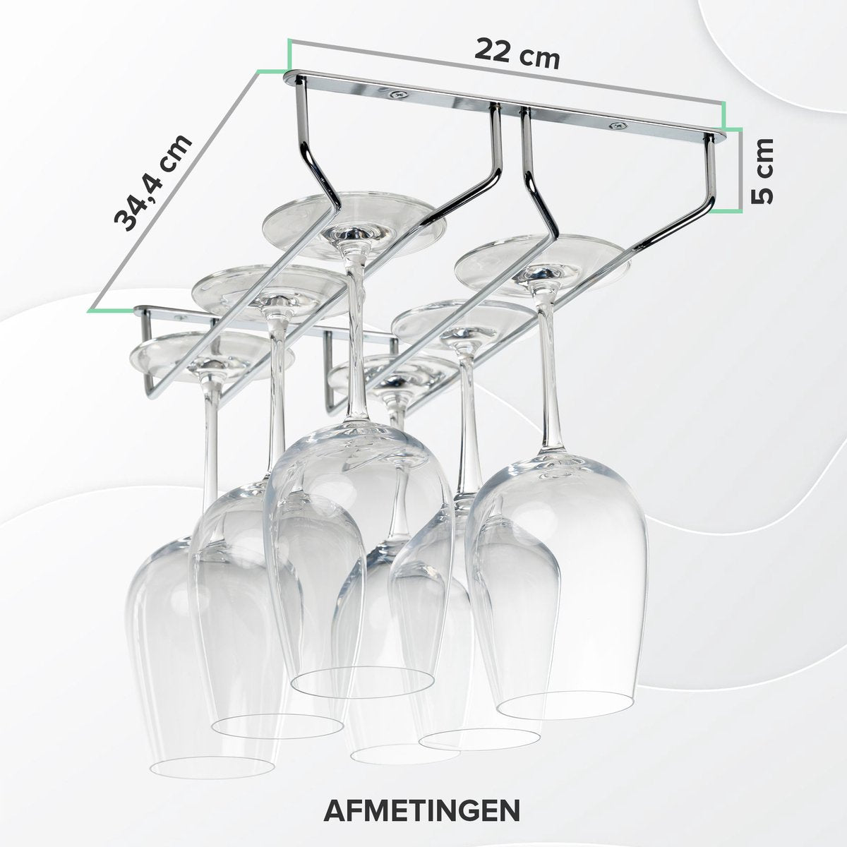 Coninx 2 Schienen Weinglas Halter-34,4 cm breit-Metall chrom