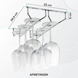 Coninx 2 Schienen Weinglas Halter-34,4 cm breit-Metall chrom
