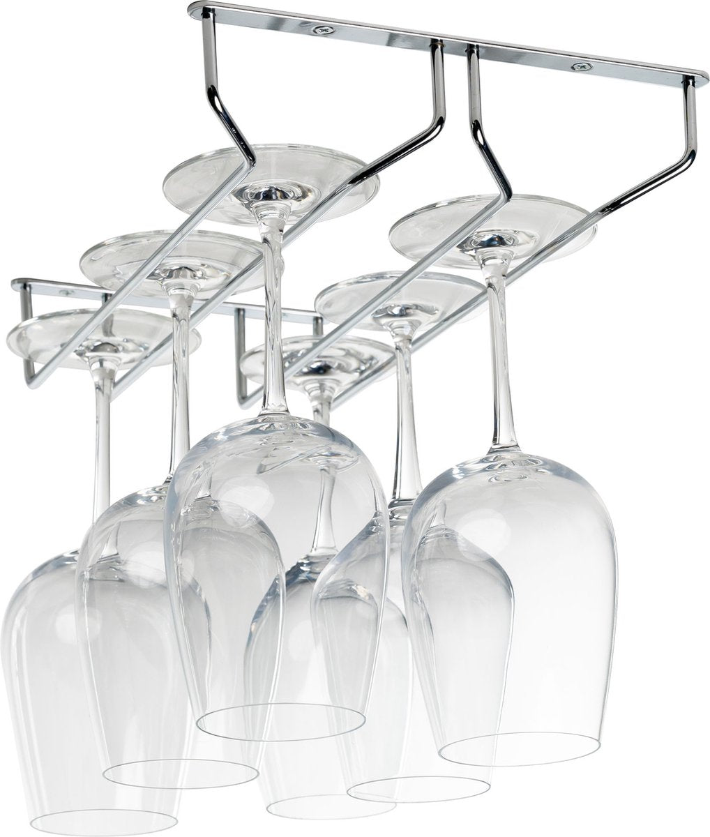 Coninx 2 Schienen Weinglas Halter-34,4 cm breit-Metall chrom