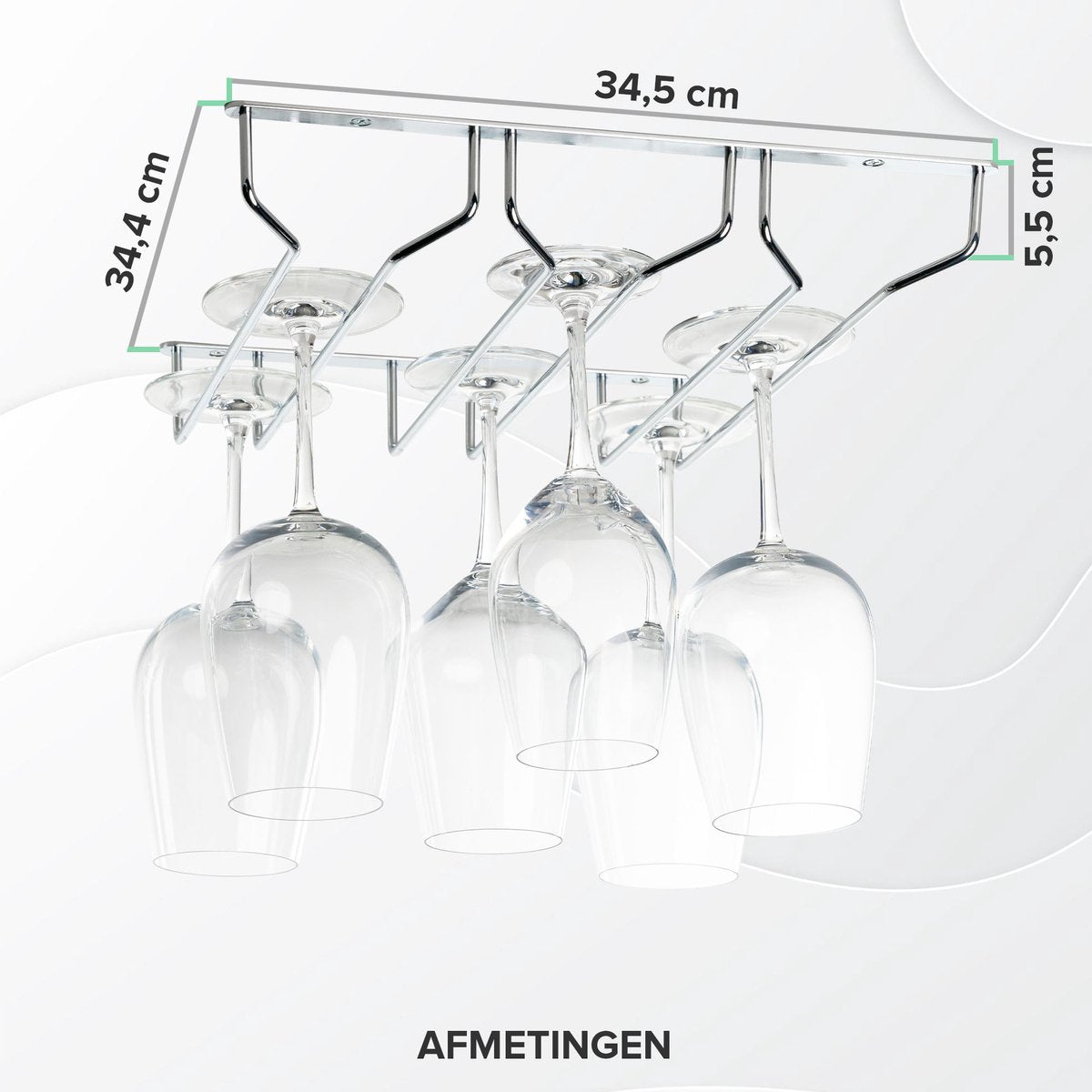 Coninx 3 Schienen Weinglas Halter-34 cm breit-Metall chrom