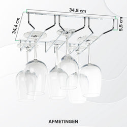 Coninx 3 Schienen Weinglas Halter-34 cm breit-Metall chrom