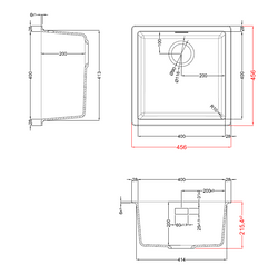 Mizzo Ambro 40-40 Spüle Unterbau/Einbau - Schwarz