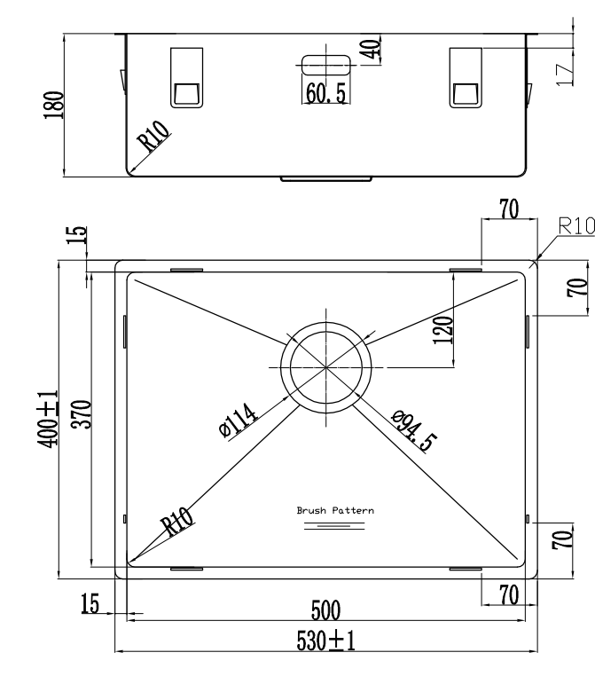 Copa design Edelstahl Spüle L500370 Flächenbündig / Unterbau