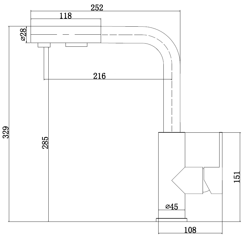 Stainless steel kitchen tap Mizzo Mauro Black with spray - brush function