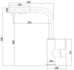 Stainless steel kitchen tap Mizzo Mauro Black with spray - brush function