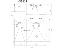 Mizzo quadro kitchen sink 1.2 1834 Flushmount / Undermount
