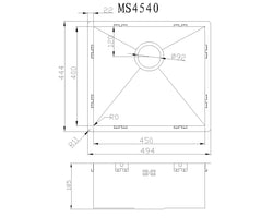 Mizzo quadro kitchen sink 1.2 4540 Flushmount / Undermount