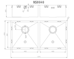 MIZZO Quadro Edelstahlspüle 800-400 flächenbündig / unterbau / aufbau