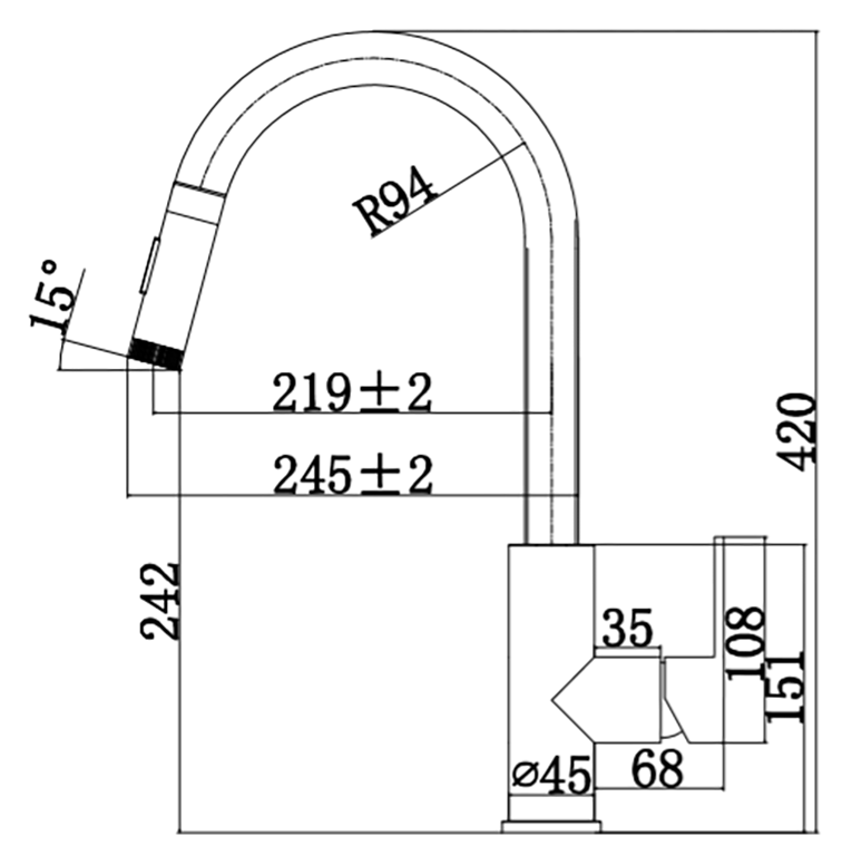 Küchenhahn K8800B Edelstahl schwarz